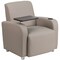 Emma and Oliver Faux Leather Guest Chair with Tablet Arm, Chrome Legs and Cup Holder